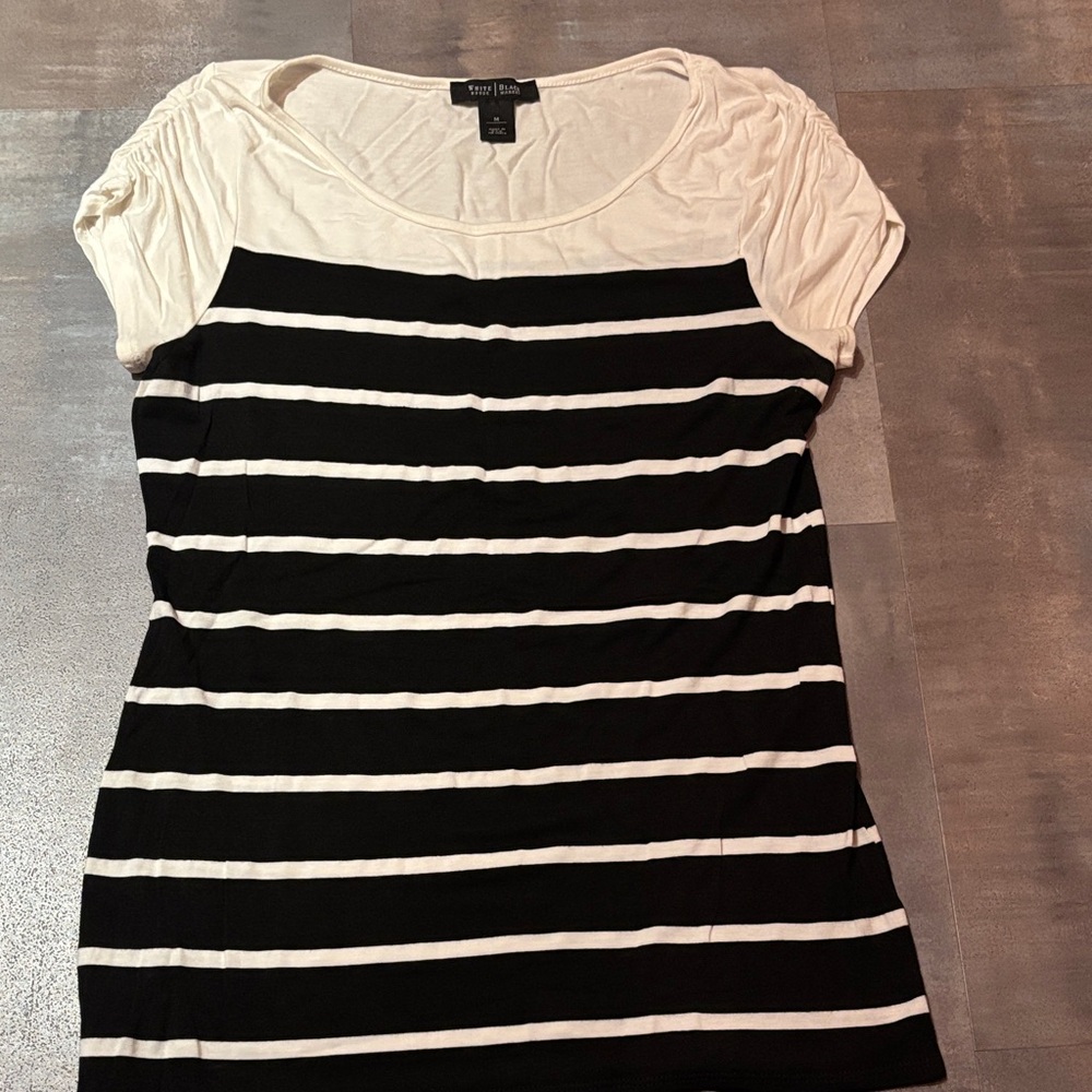 White House Black Market Striped Short Sleeve Top size medium